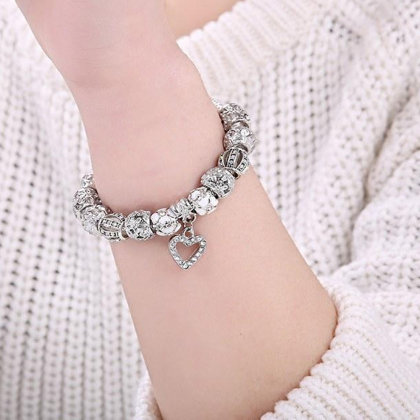 Charms Beads Charm Anhänger Perlen für Armband Kette Starter Angebot,Edelstahl Zirkonia Silber karma beads,Pandora style kompatibel