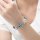 AKKI Charms Armband mit 1 Anhänger starterset sale, Edelstahl Zirkonia Murano bettel Beads Bead Silber Original Perlen Strass Elements, mit Pandora Style kompatibel Schmuck Glas Rosegold 15cm